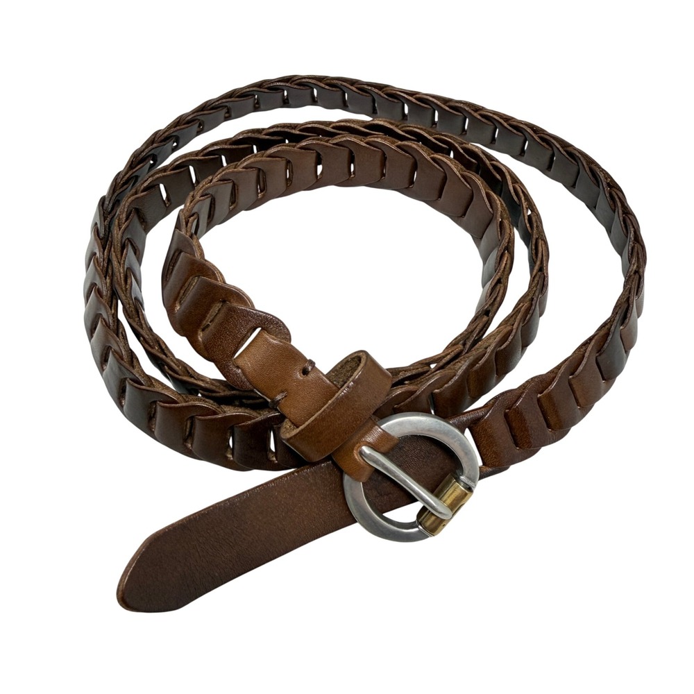 John Varvatos Mens Leather Belt Brownstone Astor Welder Size 40 Silver NWT$348‎